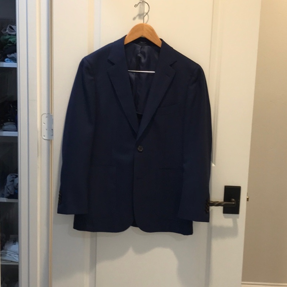 SuitSupply Mens Blazer Blue Havana Slim 46S IT/36S Wool Vitale Barberis Canonico